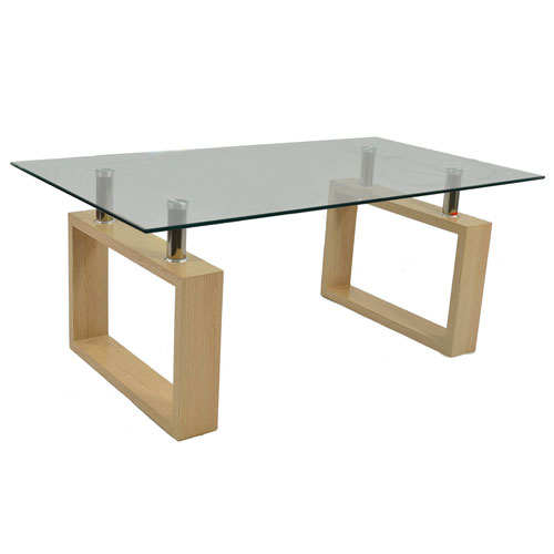 Monza Contemporary Rectangular Glass Coffee Table In Oak Buy