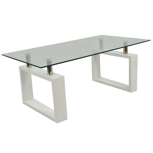 Monza Contemporary Rectangular Glass Coffee Table In White Buy