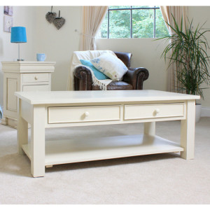 New Jersey Mahogany Coffee Table With Vintage Cream Finish | Buy Coffee ...